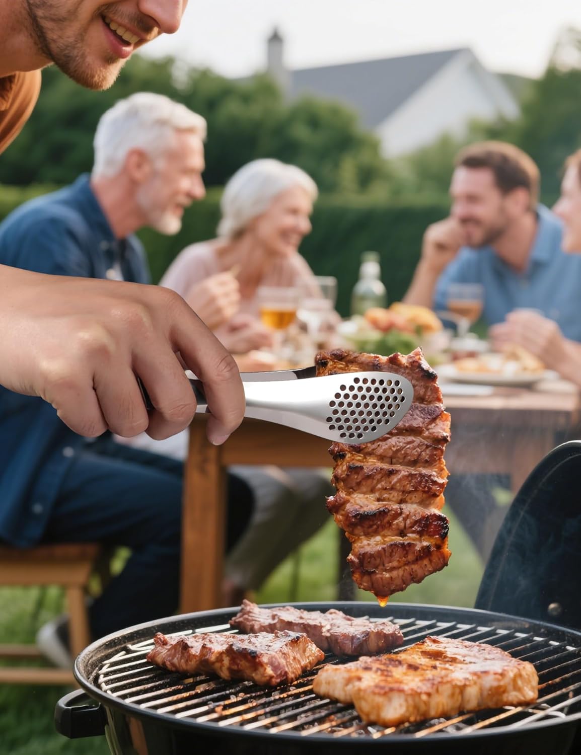 MSY BIGSUNNY 11Inch Kitchen Cooking Food Tongs Stainless Steel Buffet Tongs (silver, 2 pack)