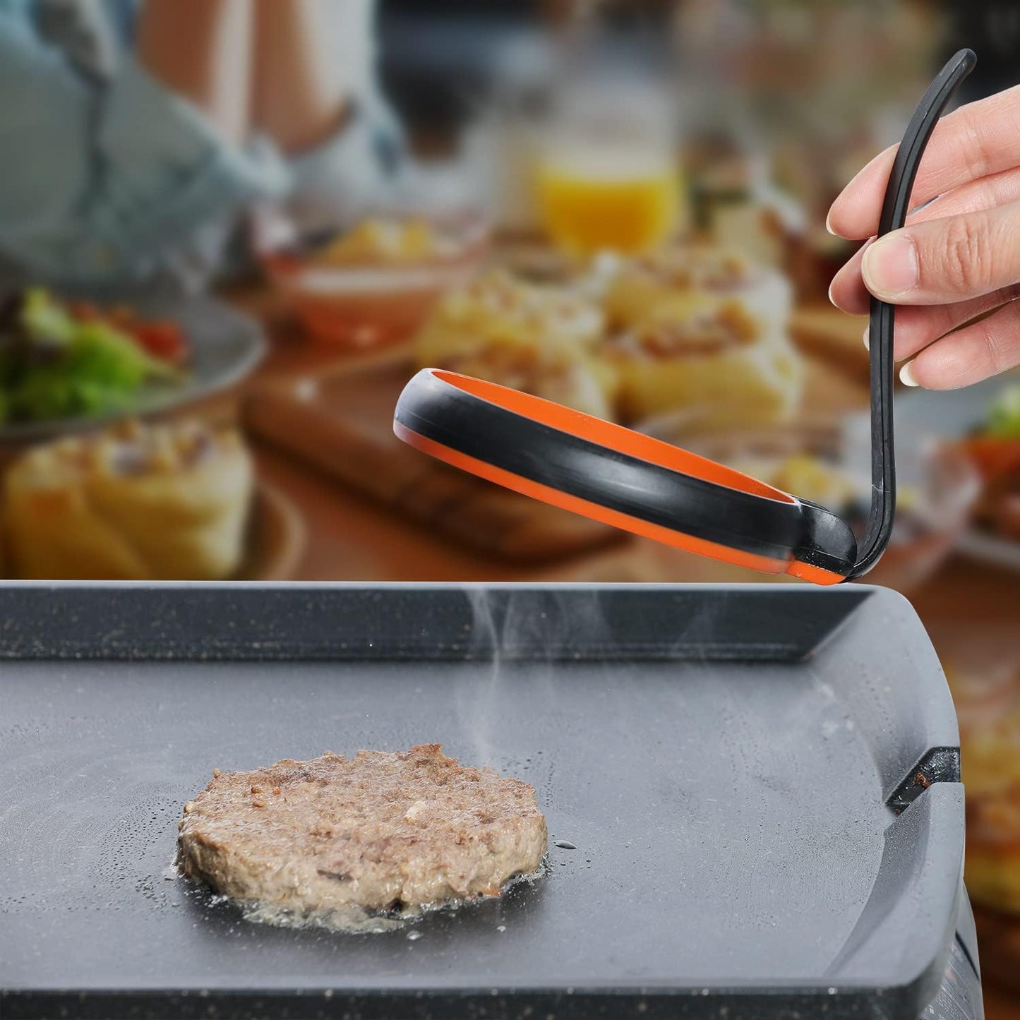 GOYLSER 4 Pack Silicone Egg Rings for Frying Egg, Black Round Cooking Egg Mold For Frying, Perfect Fried Egg Ring for Griddle, Nonstick Egg Circle Omelet Rings For Griddle