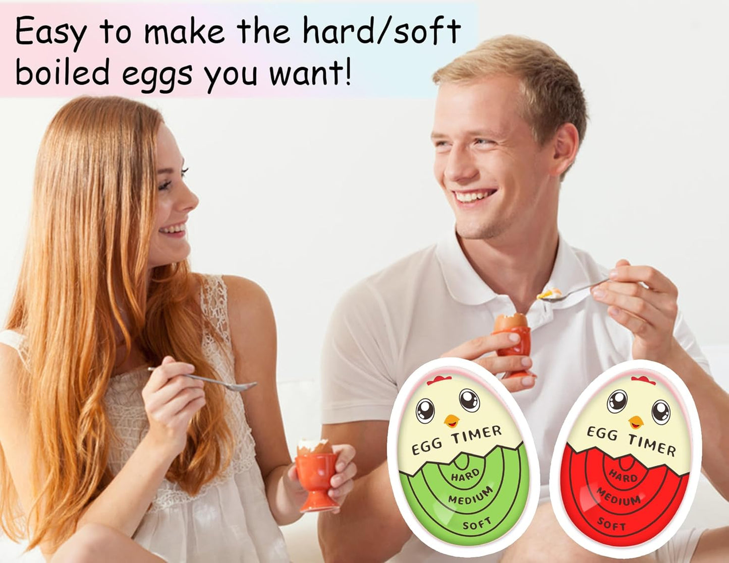 Lasubst Egg Timer That Goes in Water for Soft Medium Hard Boiled Eggs, 1 Red 1 Green