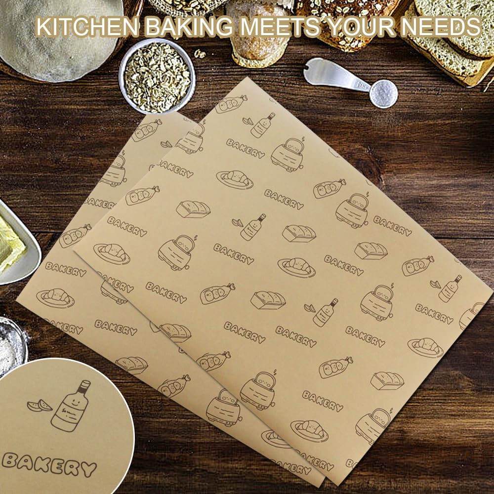 50 Pcs Sandwich Wrapping Paper Deli Wraps, Waterproof Oil-proof Picnic Basket Liners Precut Non-Stick Parchment Paper Baking Sheets for Baking, Cooking, Grilling, Air Fryer and Steaming