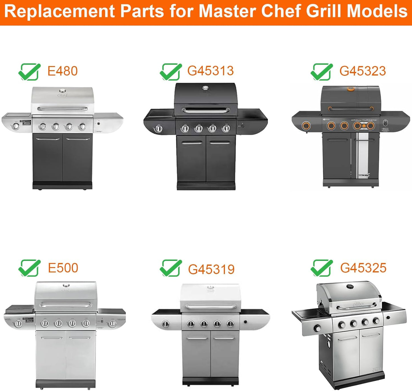 BBQ Future Cooking Grate Replacement for Master Chef G45301 G45303 G45308 G45309 G45311 G45313 Grill, Heavy Duty Matte Cast Iron Grill Grid for MasterChef BBQ Parts