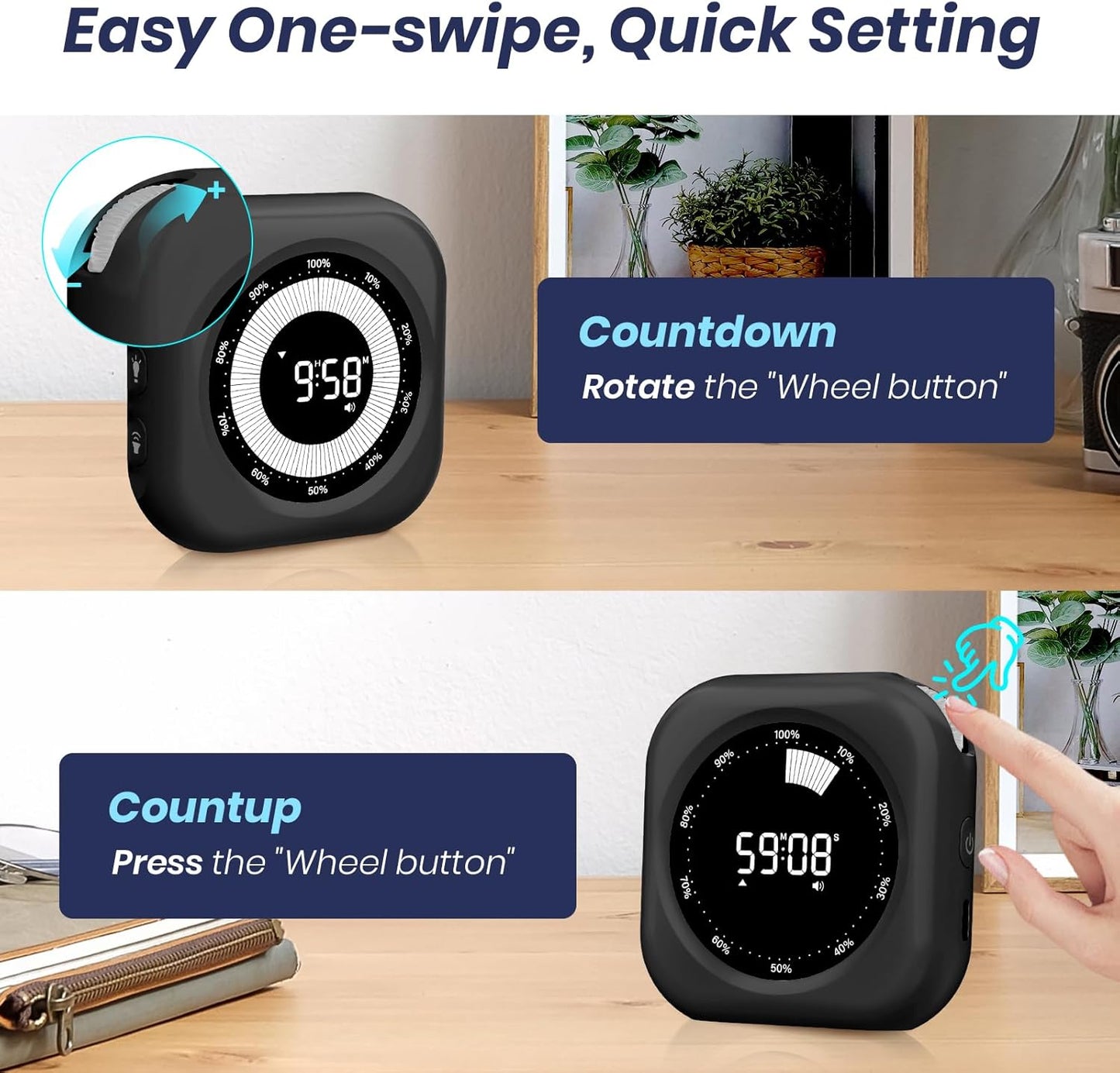 Visual Timer for Kids, 10 Hours Countdown/Up, with Rechargeable, 3 Volume Levels，3 Brightness Display, and Magnetic, Homeschool Study Tool, Large Digital Timers for Classroom, Kitchen