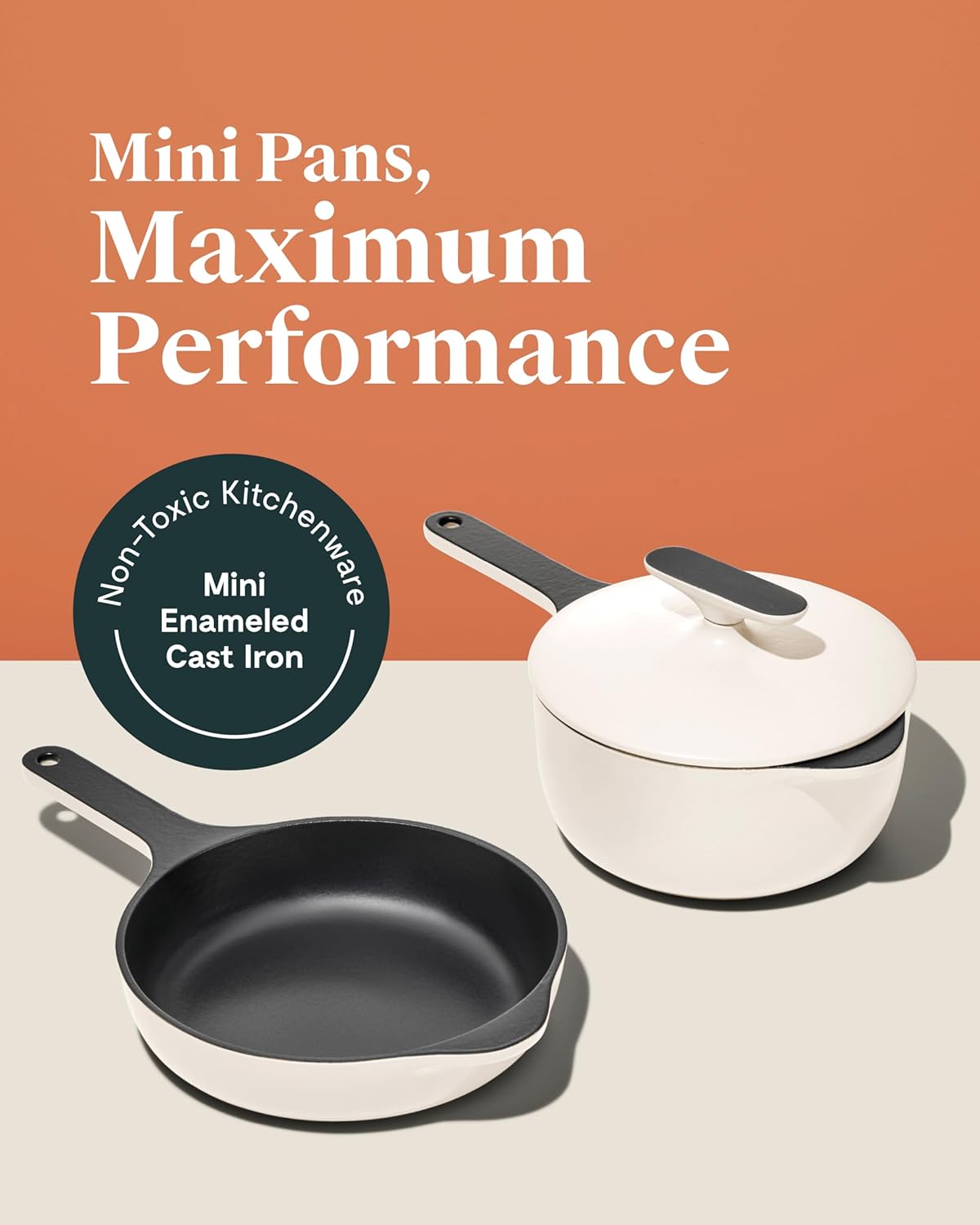 Caraway Cast Iron Skillet - 8” Enameled Cast Iron Pan With 3 Layer Enamel Coating - No Seasoning Required - Compatible With All Stovetops - Free From Forever Chemicals - Gray