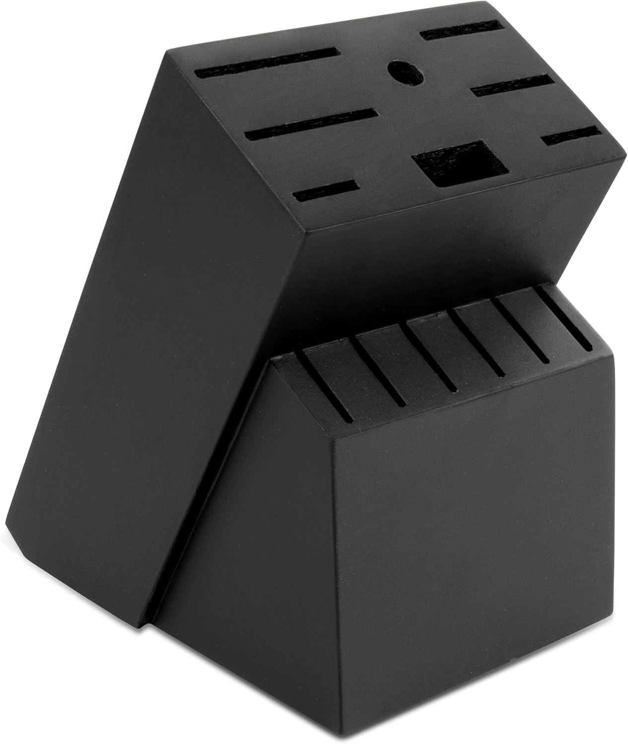 RedCall Universal Knife Block Holder,Large Wood Bamboo Knife Block without Knives,14 Slot Universal Knife Holder Countertop,Butcher Block Knife Storage Organizer for Kitchen (Black)