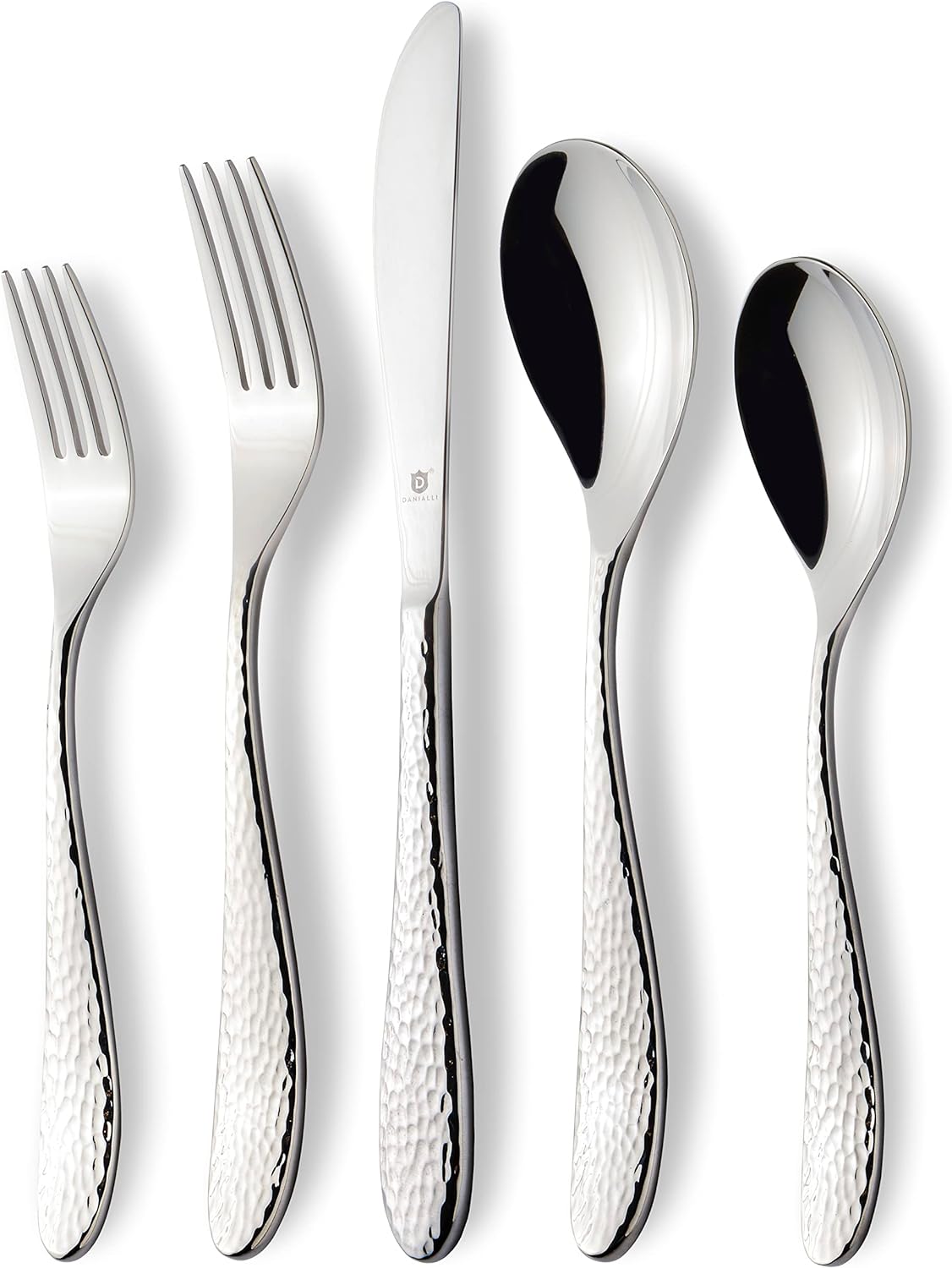 Hammered Silverware Set | Premium 18/10 Stainless Steel Flatware Service for 12 | Heavy-Duty & Dishwasher Safe | Built to Last (60-Piece, Marettimo Hammered)