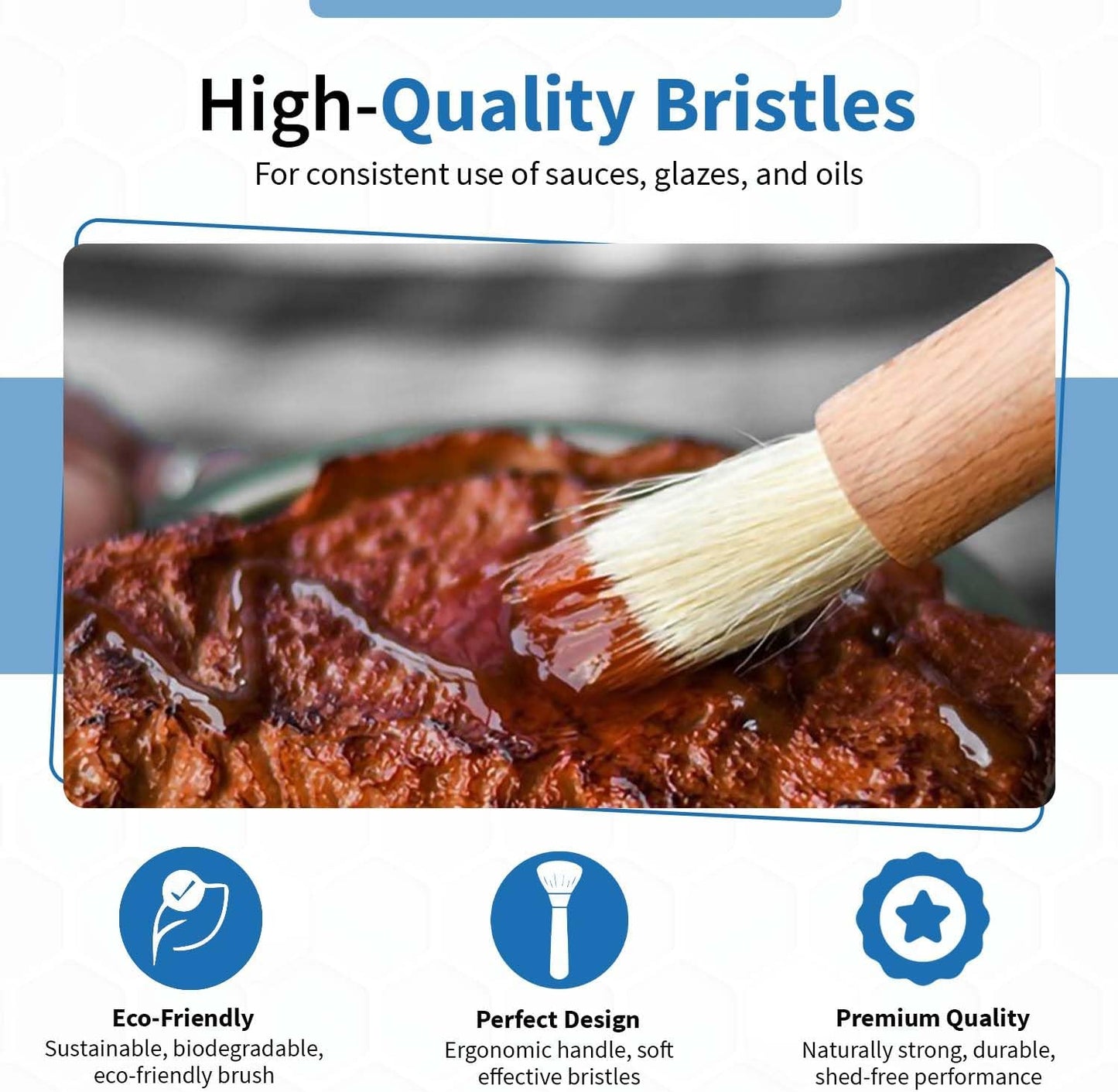 ANGEL’S PEEL LOUNGE Pastry Brush for Baking - Basting Brush with Wooden Handle Flat and Round Heads - Food Brushes for Cooking - Best for BBQ, Egg, Butter, Oil and Sauce – 2 PCS