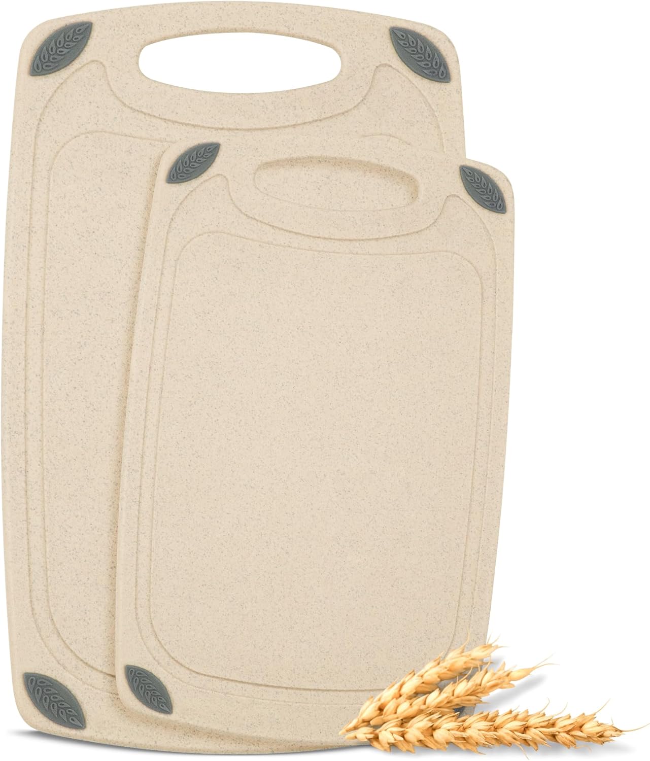 2-Piece Reversible Cutting Board Set Made from Natural Food Grade Wheat Straw Material - Eco-Conscious Alternative to Plastic - Gluten Free & BPA Free Chopping Boards for Kitchen