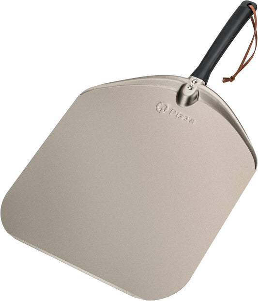 Q Pizza Aluminium Pizza Peel 14 inch, Extra Large Metal Pizza Turning Paddle, Non-stick Pizza Spatula for Grill Oven Baking Bread Pastry Dough Pie Cake, PT205