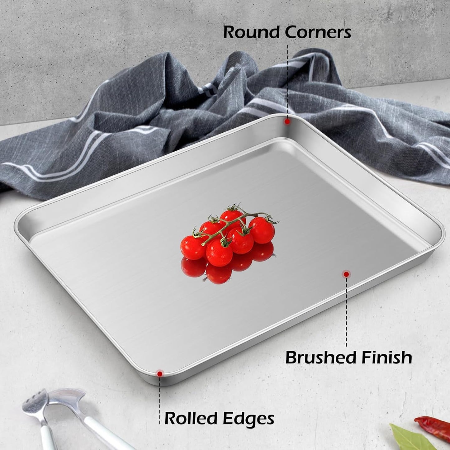 Stainless Steel Baking Sheets Set of 2, Leonyo 17" x 13" Large Half Cookie Sheets for Baking, 1IN Deep Metal Toaster Oven Pan Tray, Dishwasher Oven Safe