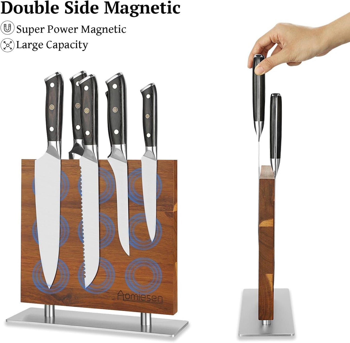 Strong Magnetic Knife Block - Magnetic Knife Holder for Kitchen Organization, Knife Block with Powerful Magnet (Square steel bottom knife block）