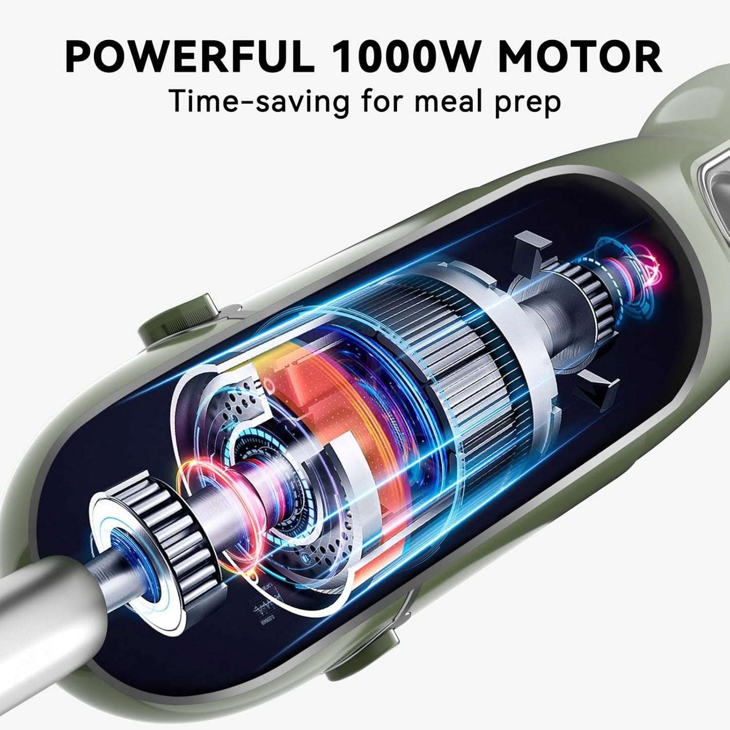 Immersion Blender Handheld 5 in 1 Hand Blender, 1000W Hand Mixer Stick, BPA-Free 12 Speed Handheld Blender with Mixing Beaker, Chopper, Whisk and Milk Frother for Soup, Smoothies, Sauce, Baby Food