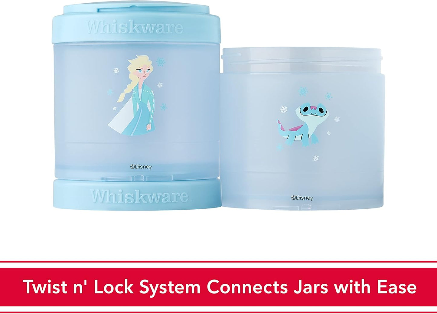 Whiskware Disney Princess Frozen, Stackable Snack Containers for Kids, Durable Food Storage Containers for Daycare, Car, and Airplane Travel, Dishwasher Safe, Anna and Olaf
