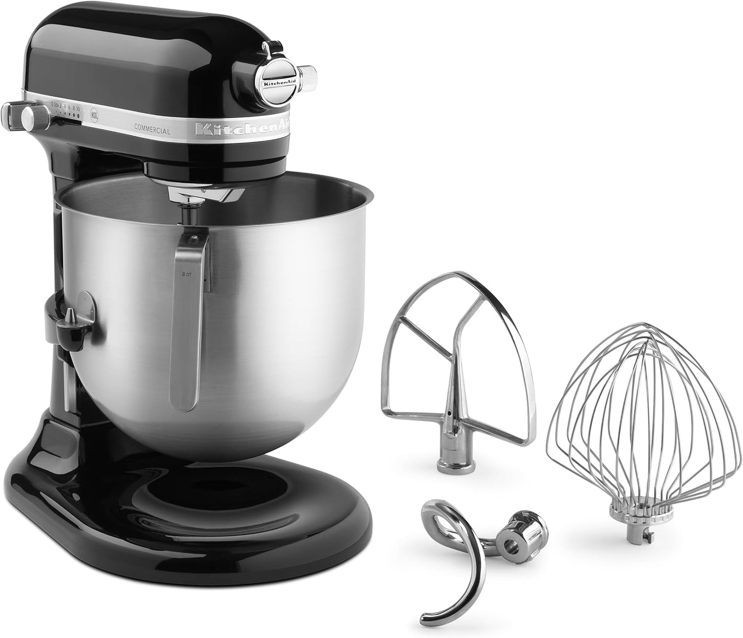 KitchenAid KSM8990OB 8-Quart Commercial Countertop Mixer, 10-Speed, Gear-Driven, Onyx Black