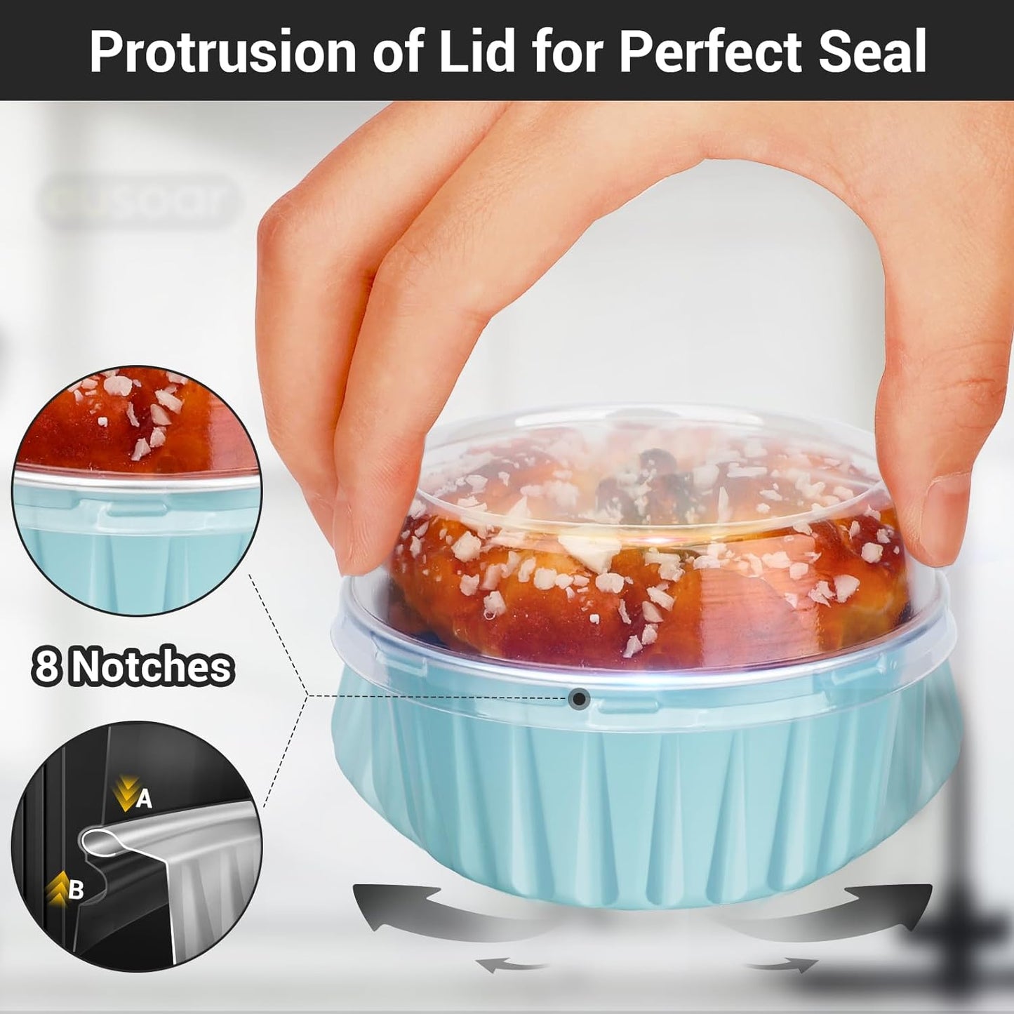EUSOAR Aluminum Pans with Lids, 30pcs 5oz 125ml Disposable Aluminum Foil Muffin Liners Ramekins Cupcake Baking Cups, Disposable Foil Baking Cups Containers Mini Pie Creme Brulee Pans