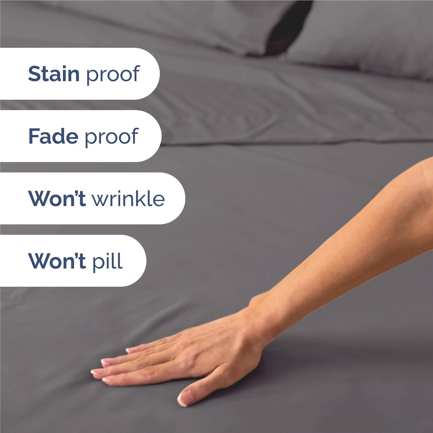 Full Size 4 Piece Sheet Set - Comfy Breathable & Cooling Bed Sheets Set - Hotel Luxury Bedding for Women, Men, Kids, Teens, Boys & Girls - Deep Pockets, Ultra-Soft, Wrinkle Free - Oeko-Tex - Dark Grey