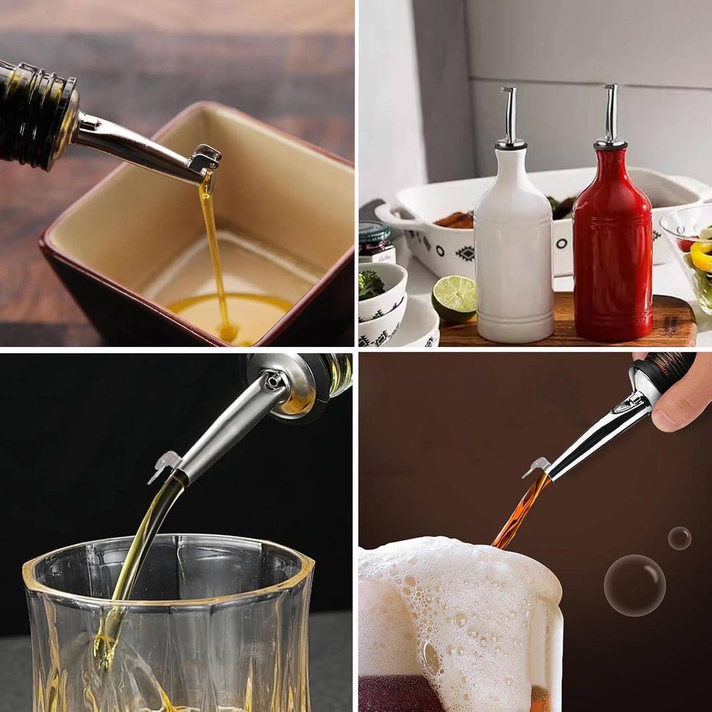 4 Pack Oil Pourerswith Flip Top, Olive Oil Dispenser Spout, Oil Spout Liquor Bottle Pourer Spouts, Speed Pour Spouts for 3/4" Bottle Mouth