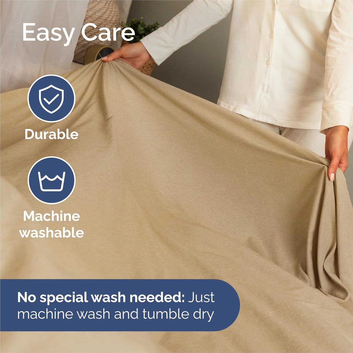 King Size 4 Piece Sheet Set - Comfy Breathable & Cooling Bed Sheets Set - Hotel Luxury Bedding for Women, Men, Kids, Teens, Boys & Girls - Deep Pockets, Soft & Wrinkle Free - Tan (Heathered Sheets)