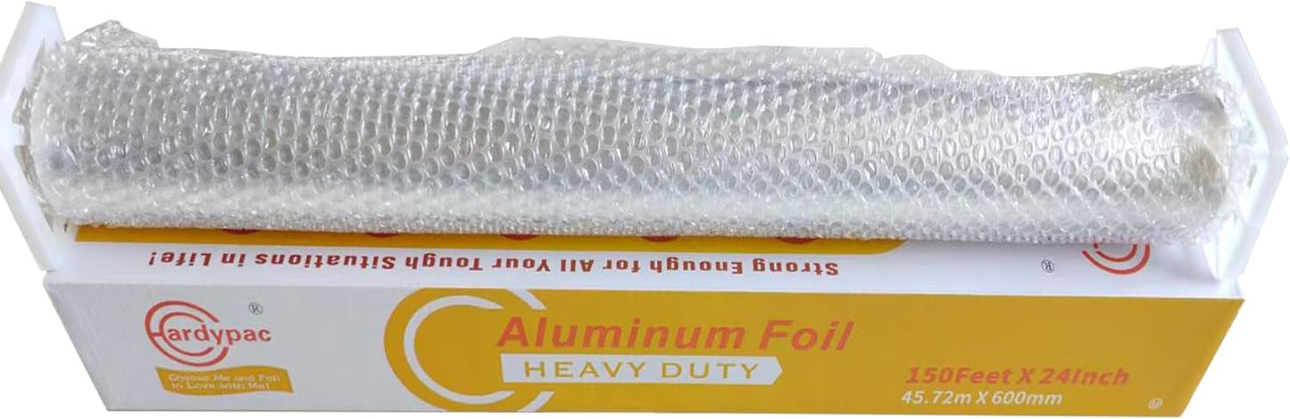 24 inch extra wide Heavy Duty Aluminum Foil Roll, 300 Square Feet, 24 Inch x 150 Feet, kitchen wide tin foil grill foil paper for cooking, baking, wrapping, BBQ aluminum paper heavy duty.