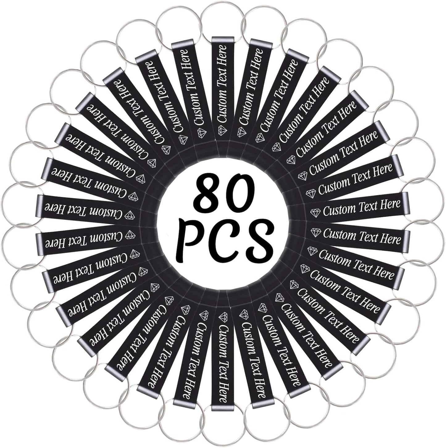 80PCS Personalized Bottle Opener Keychain Bulk Custom Beer Bottle Opener with Logo Text Engraved Wedding Bottle Opener Favors Customized Gifts for Guests Baby Shower Birthday Party-Black