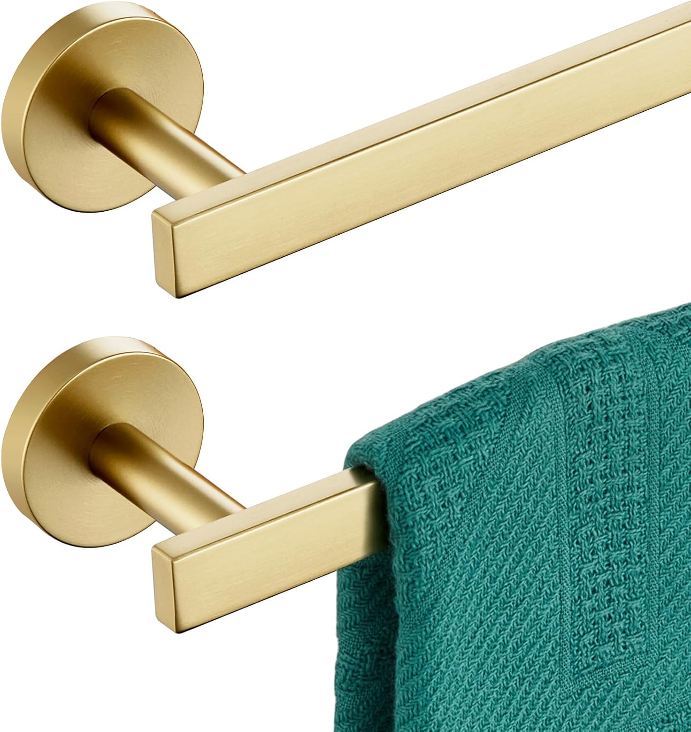 24 Inch Bathroom Towel Bar Bath Towel Rack Kitchen Towel Holder Towel Rails Wall Mounted SUS304 Stainless Steel 2 Pack Brushed Gold AN4001GD-L24-P2