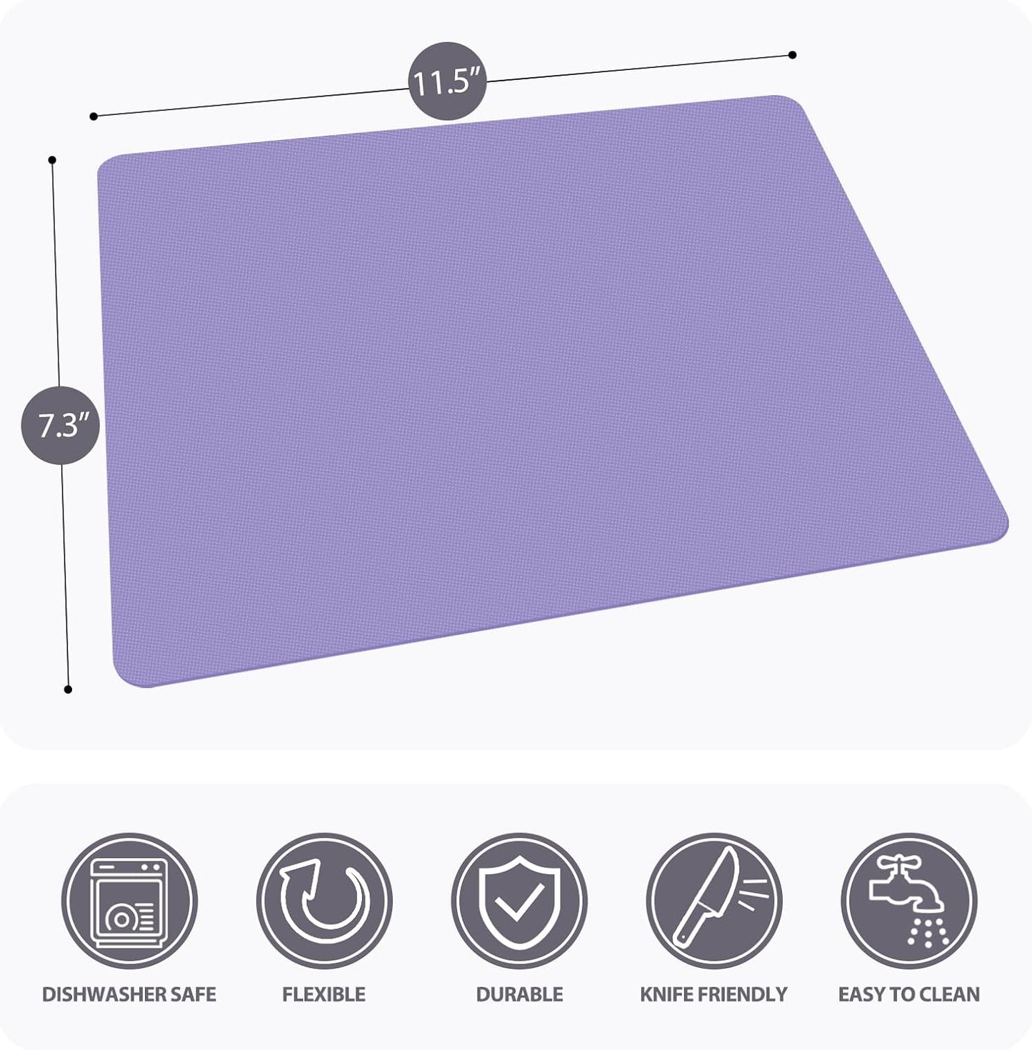 WK Small Flexible Plastic Cutting Boards for Kitchen Set of 5, Non Slip Cutting Mats for Meat, Mini Cutting Board Mats, BPA Free, Dishwasher Safe, 7.3x11.5"