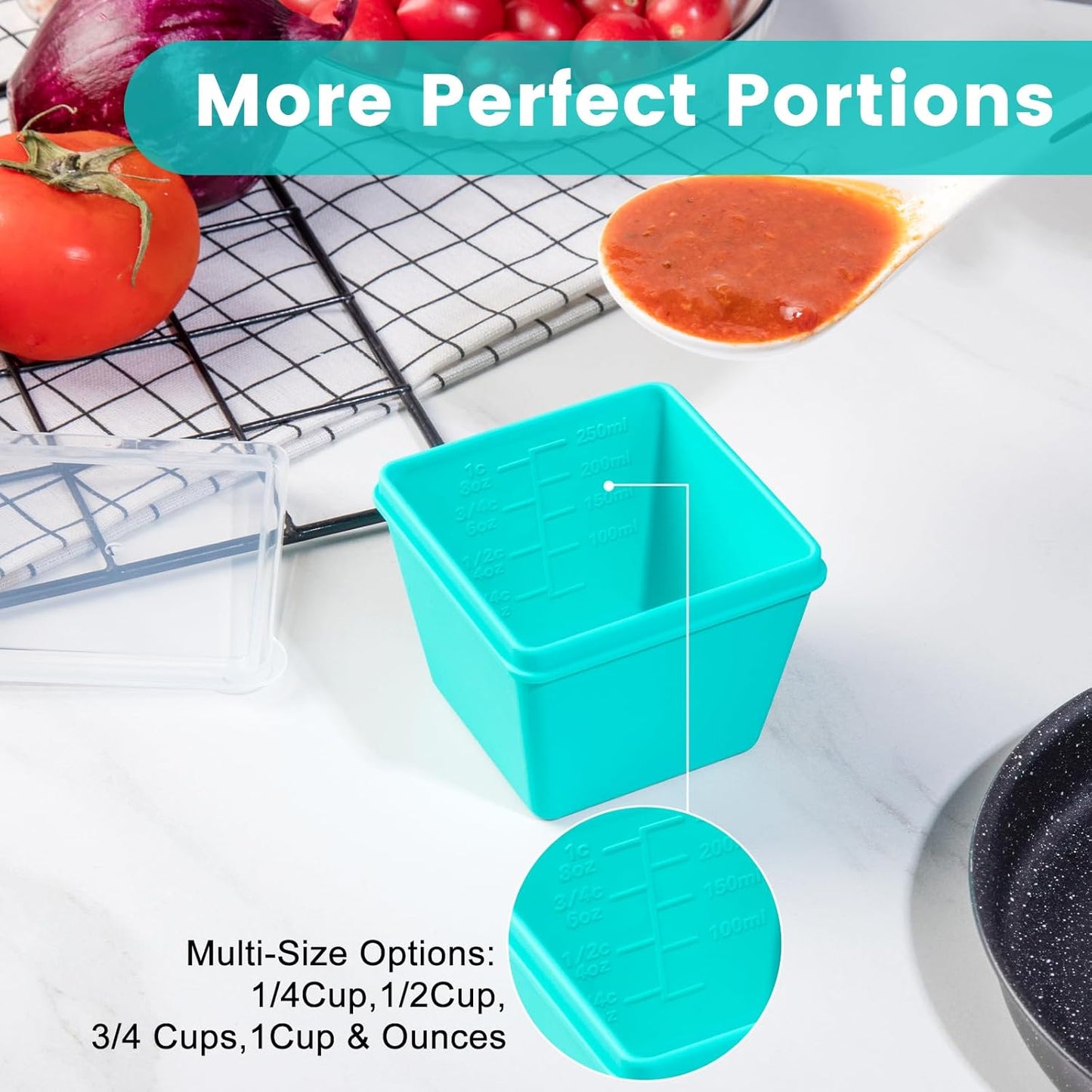 Gemice BPA-Free Silicone Freezer Molds with Base, Individual 8-Pack 1-Cup Portion Soup Cubes Freezer Tray with Lids for Food Storage, Oven & Dishwasher Safe, Silicone Freezer Containers for Meal Prep