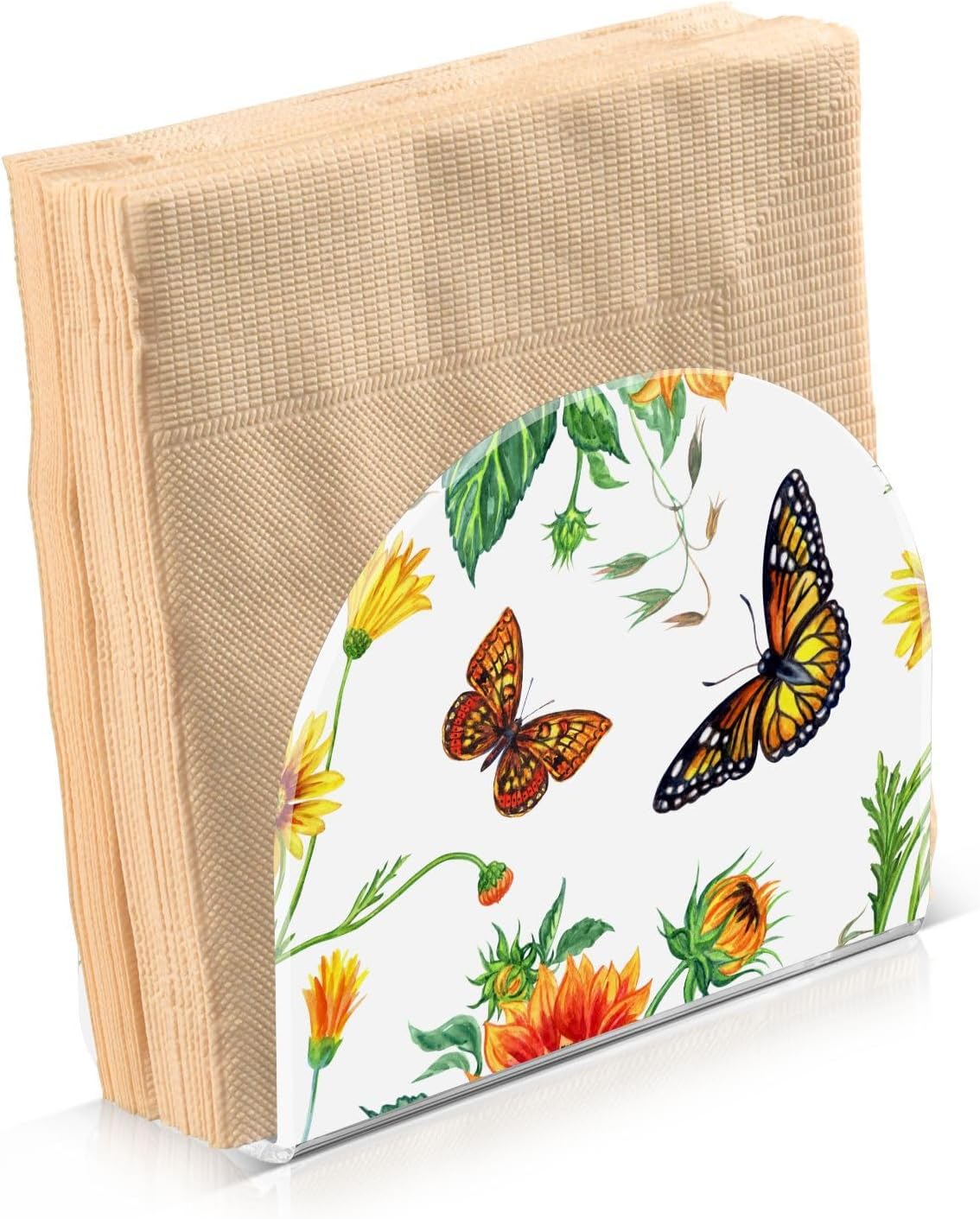 Sunflowers and Butterflies Napkin Holder for Table Paper Napkins Holder Acrylic Tissue Dispenser Kitchen Dining Room Bathroom Party Car Decor