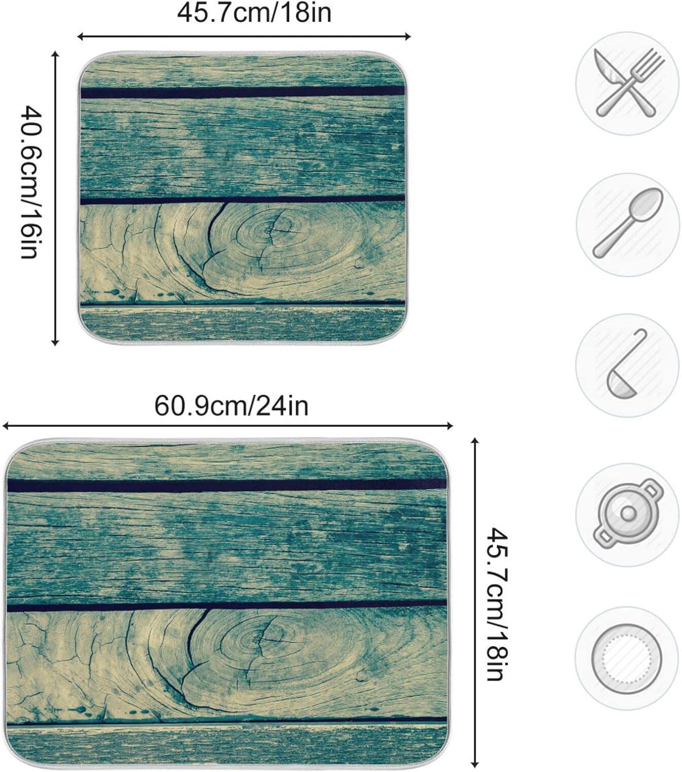 senya Super Absorbent Dish Drying Mat, Microfiber Fast-Drying Dish Mat, 24'' x 18'', Kitchen Dish Drying Pad, Vintage Retro Wooden Background, (g289343133p523c558s1114)