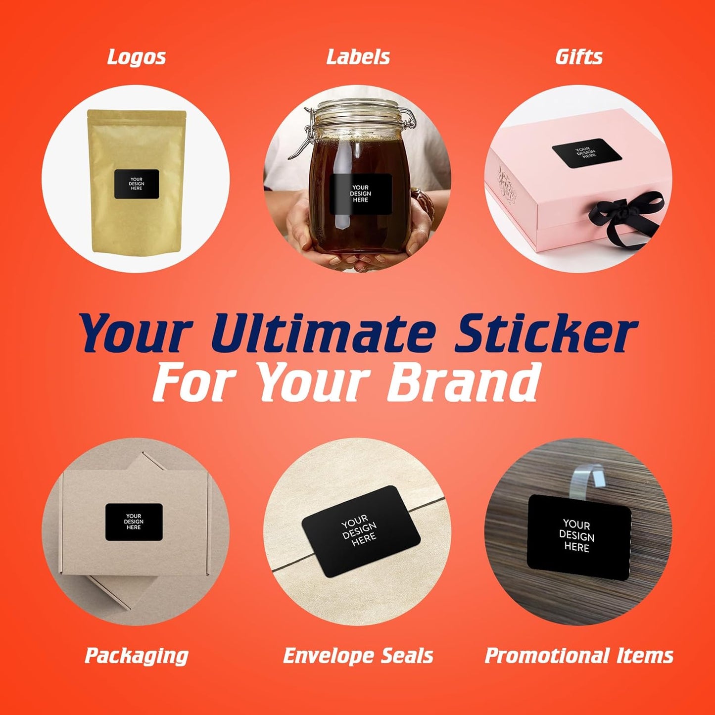5-1000 Custom Vinyl Stickers - Upload Your own Image, Text, Design, Logo - Personalized Logo Labels for Handmade, Packaging, Bottle, Jars, Candle, Brand Stickers (Black, 4x2)