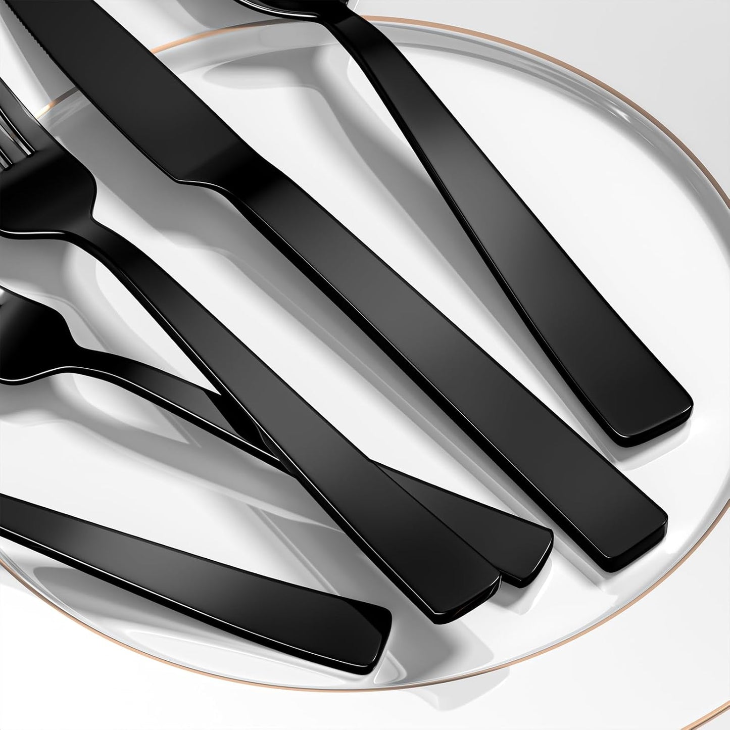 40 Pieces Black Silverware Set,Premium Stainless Steel Flatware Set For 8, Yoehka Mirror Polished Tableware Cutlery Set For Home And Restaurant, Include Knife/Spoon And Fork, Dishwasher Safe