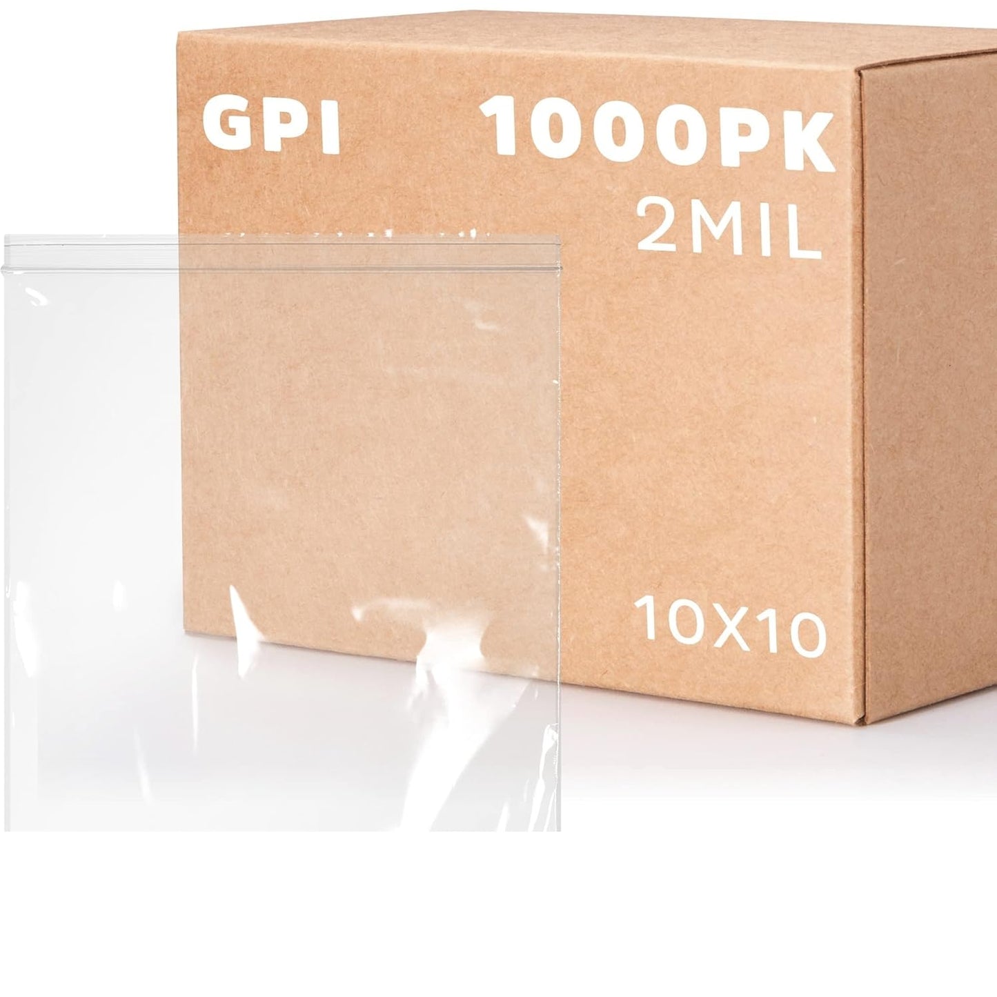 GPI - 10" x 10", Case of 1000, Clear Plastic Reclosable Zip bags, Large, Bulk 2 mil Thick Strong & Durable Poly Baggies With Resealable Zip Top Lock For Travel, Storage, Packaging & Shipping.