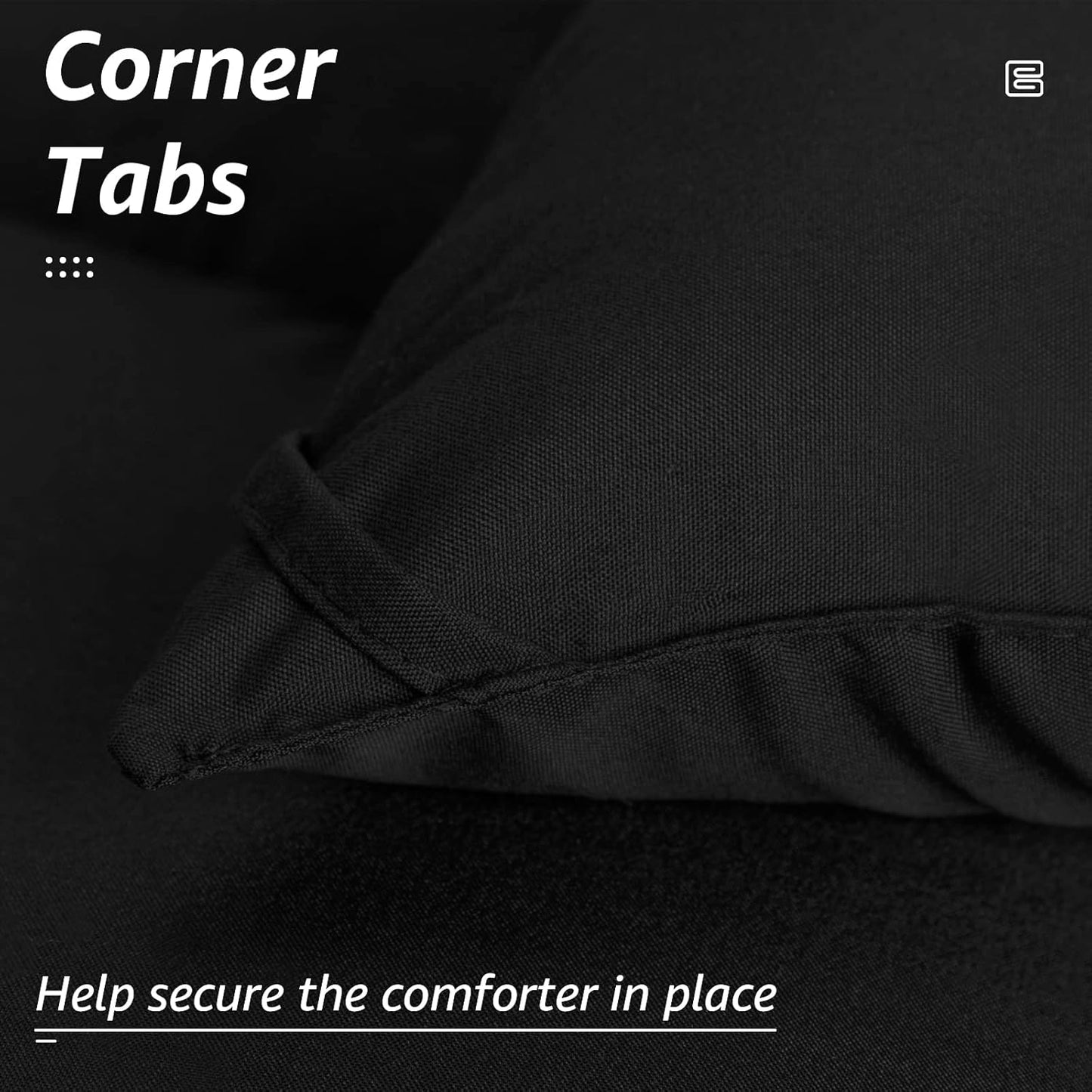 HYLEORY All Season Twin Size Bed Comforter - Cooling Goose Down Alternative Quilted Duvet Insert with Corner Tabs - Winter Warm - Machine Washable - Black