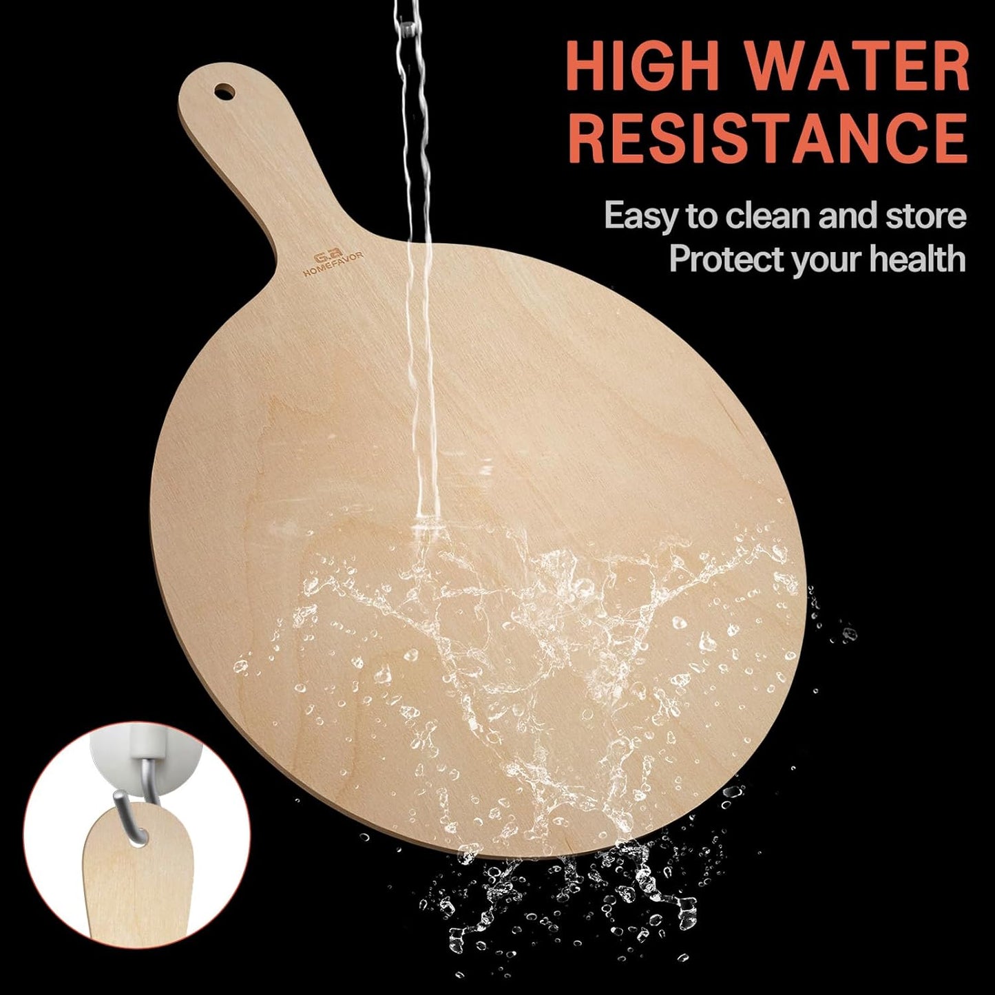 G.a HOMEFAVOR 2-Piece Wooden Pizza Peel: 12 Inch Pizza Spatula with Wood Handle Suitable for 12"x12" Pizzas - Large Cutting Board for Transferring Pizza in Oven