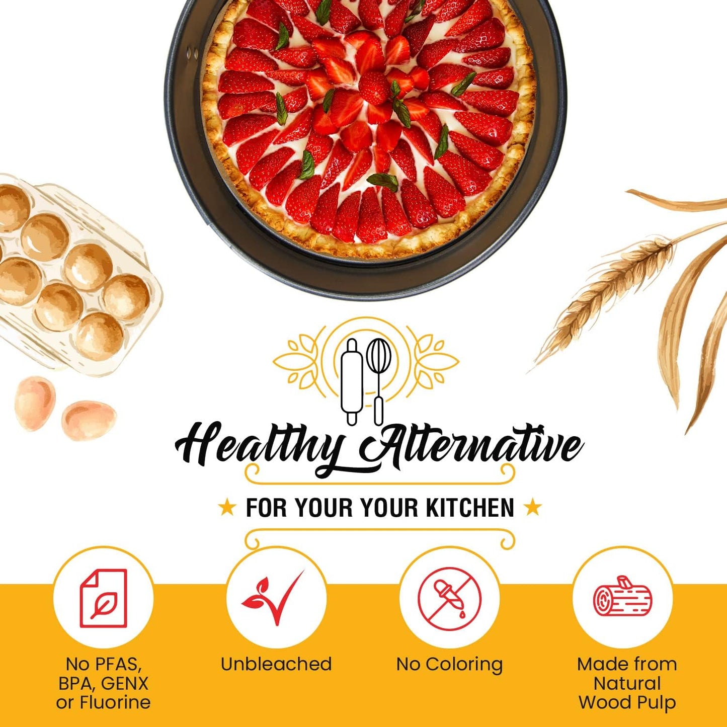 [220 Liners] Heavy Duty 8 Inch Parchment Rounds Paper Baking Sheets | Precut Silicone Coated & Unbleached – Will Not Curl or Burn – Non-Toxic & Comes in Convenient Packaging