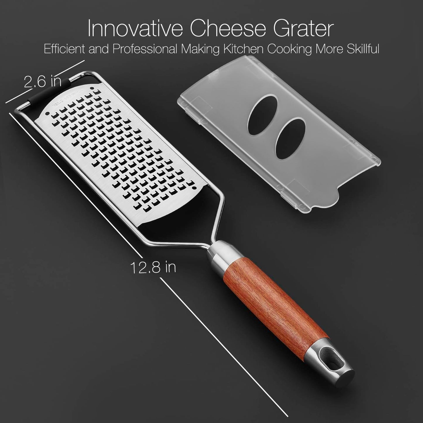 Professional-Grade Lemon Zester with Ultra-Coarse Blades, Heavy-Duty Cheese/Vegetable Grater, Solid Wood Handle Design - Rust-Resistant Durable, Essential Kitchen Tool (A1)