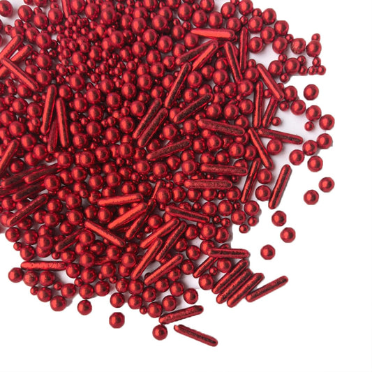 Sprinkles Red Pearl Sugar Candy Mix Size Baking Cake Decorations Cupcake Toppers Celebrations Shaker Jar Wedding Shower Party (130g/4.2oz）