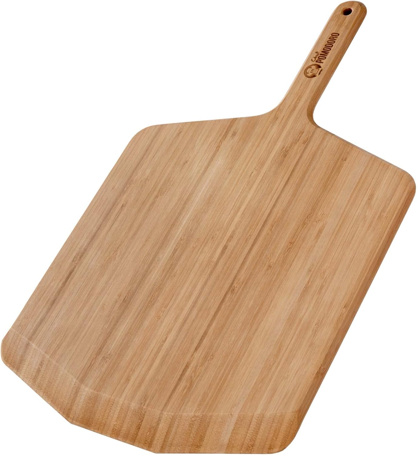 Chef Pomodoro Wooden Pizza Peel 14 inch, Homemade Wood Pizza Paddle, Board with with Handle, Indoor and Outdoor Oven Accessories, Spatula Gourmet Prep Shovel for Launching and Serving Pies and Bread