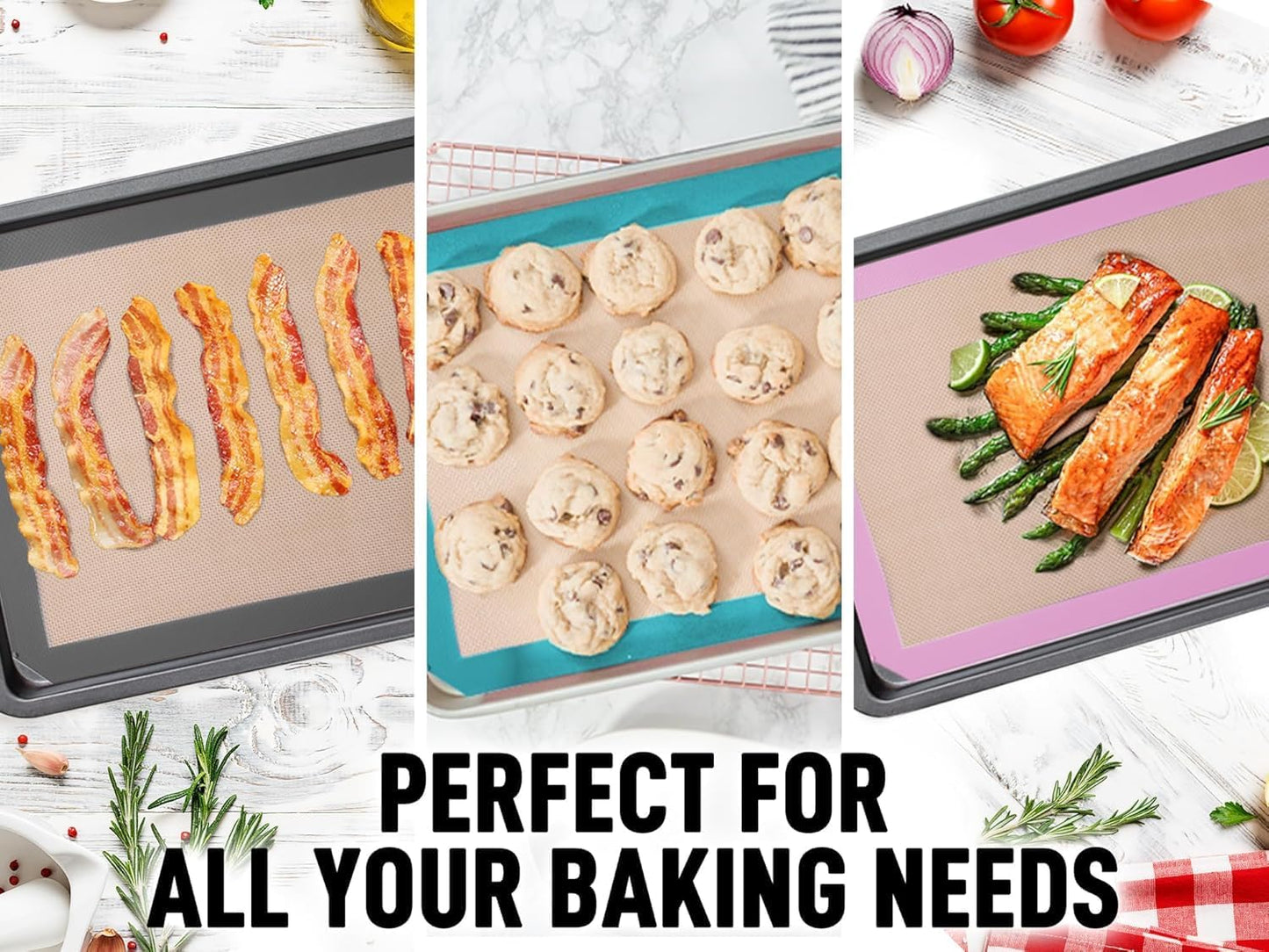 Zulay Kitchen 2-Pack Silicone Baking Mat - 16.5"x11.6" Reusable Nonstick Baking Sheet - Black