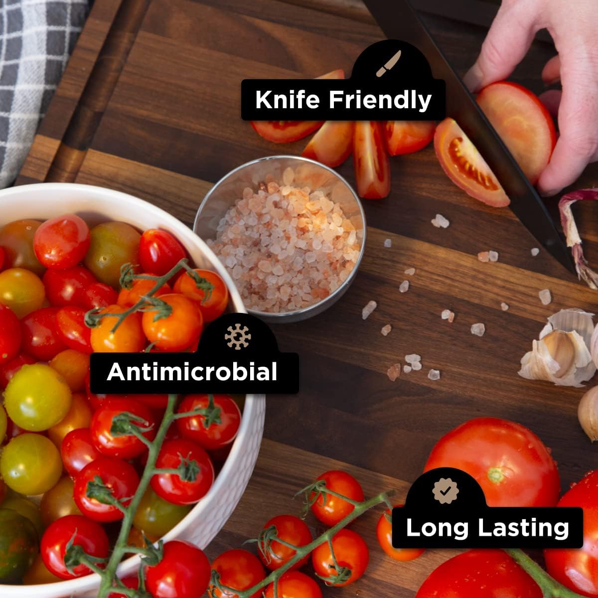 Medium Wood Cutting Board from American Walnut - A Butcher Block That Comes with Juice Groove for Cutting Meat and Juicy Veggies Easily - Walnut Chopping Board - 16x12x1.5 inches