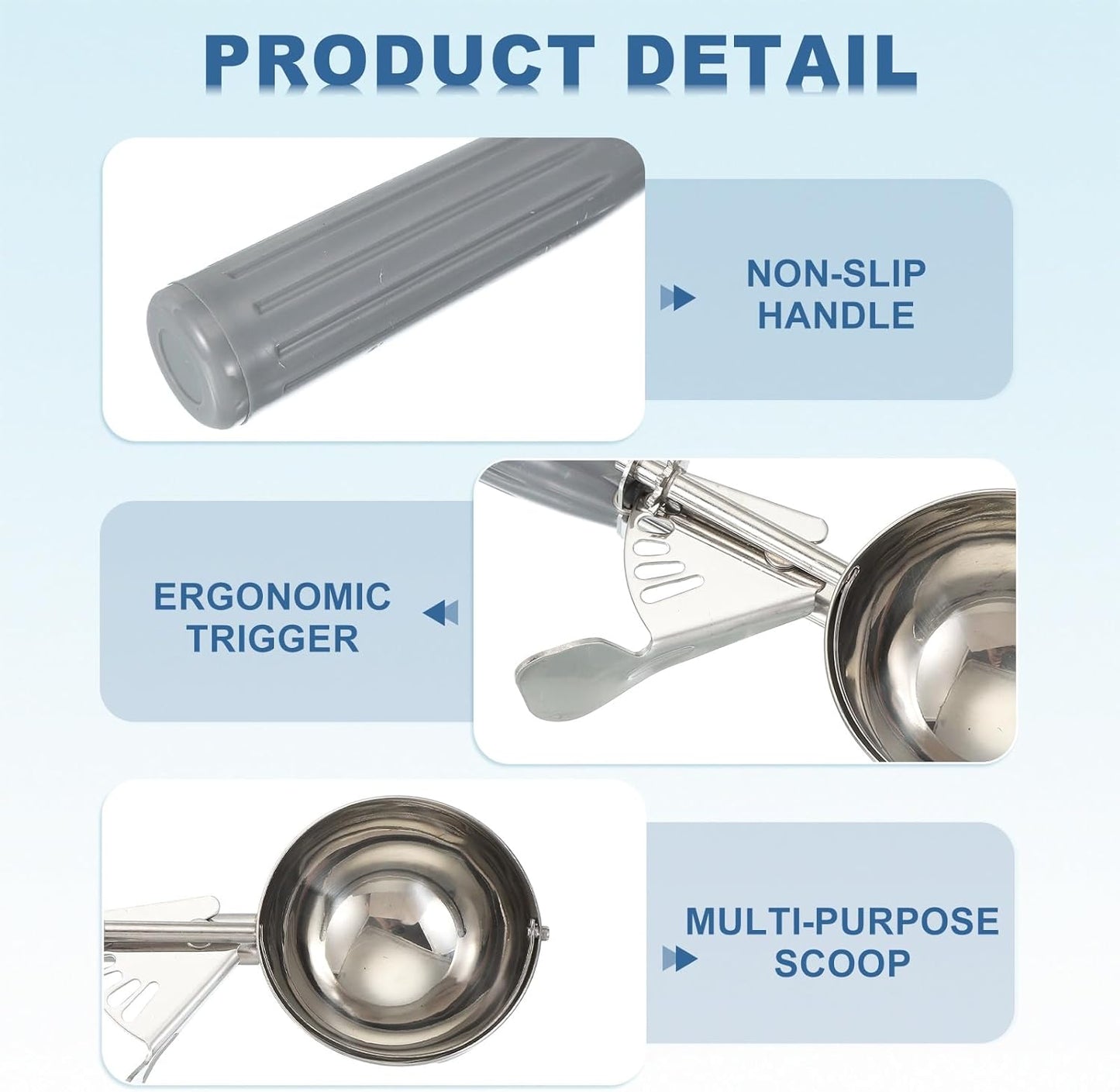 uxcell 2 Pcs Cookie Scoops, Ice Cream Scoop with Trigger for Baking Cookie Dough Rice Pudding Kitchen Gadget, Gray