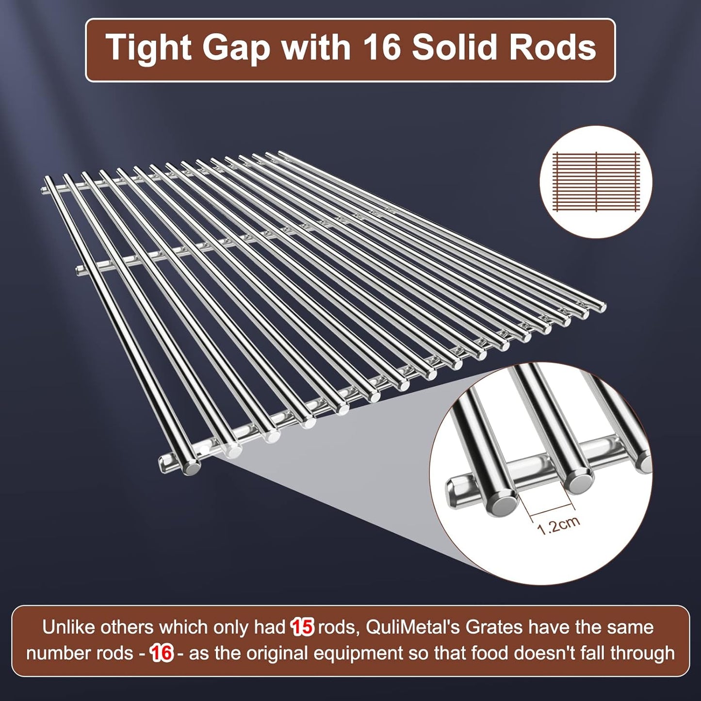 QuliMetal SUS304 Grill Grates for Weber Spirit 300 and GS4 Spirit II 300 Series, Spirit 700, Genesis Silver B & C, Genesis Gold B & C, Genesis Platinum B & C, Genesis 1000-3500