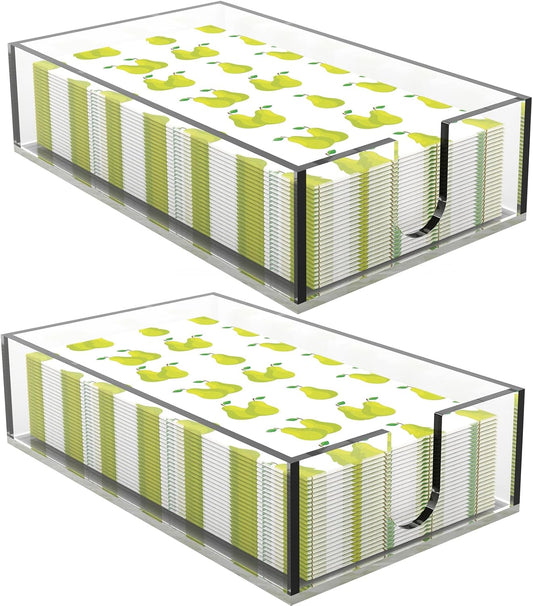 Rubtlamp 2Pcs Acrylic Napkin Holder Bathroom - 0.2Inch Thickness Acrylic Guest Towel Napkin Holder - Hand Towel Tray for Kitchen, Parties, Weddings, Party, Hotel, Restaurant (Clear, 9”X5.5”X2.5”)