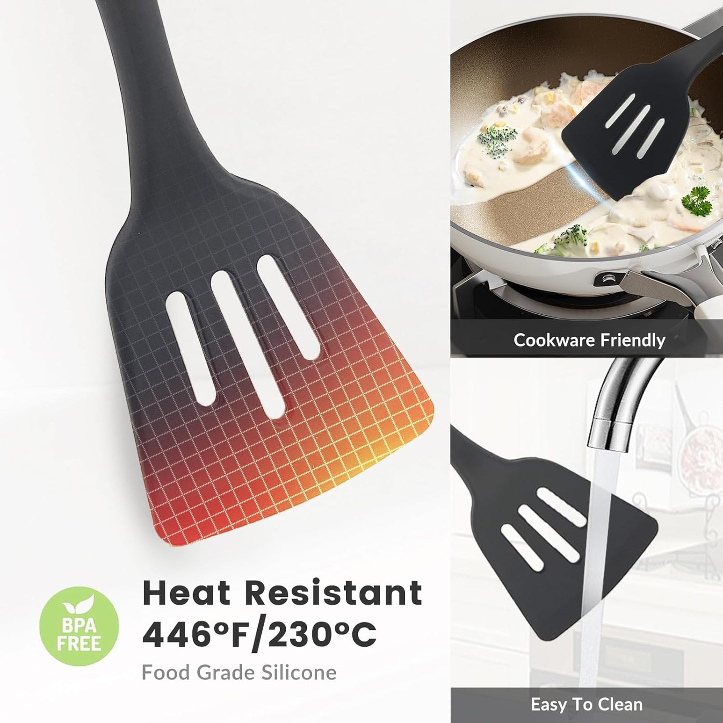 Daily Treasures 12PCS Kitchen Utensils Set,Cooking Utensils Set with Storage Holder,Kitchen Tools Made of Heat Resistant Food Grade Silicone and Wooden Handles for Nonstick Cookware