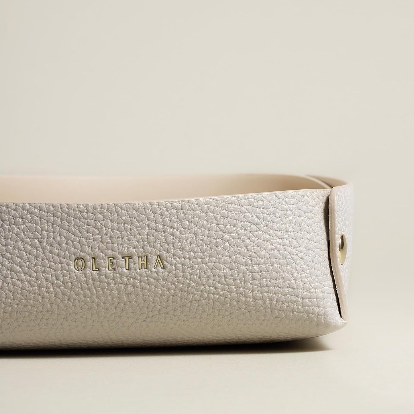 OLETHA Napkin Holder for Luncheon Napkins - Aesthetic Desk Decor for Kitchen & Dining Table - Light Taupe