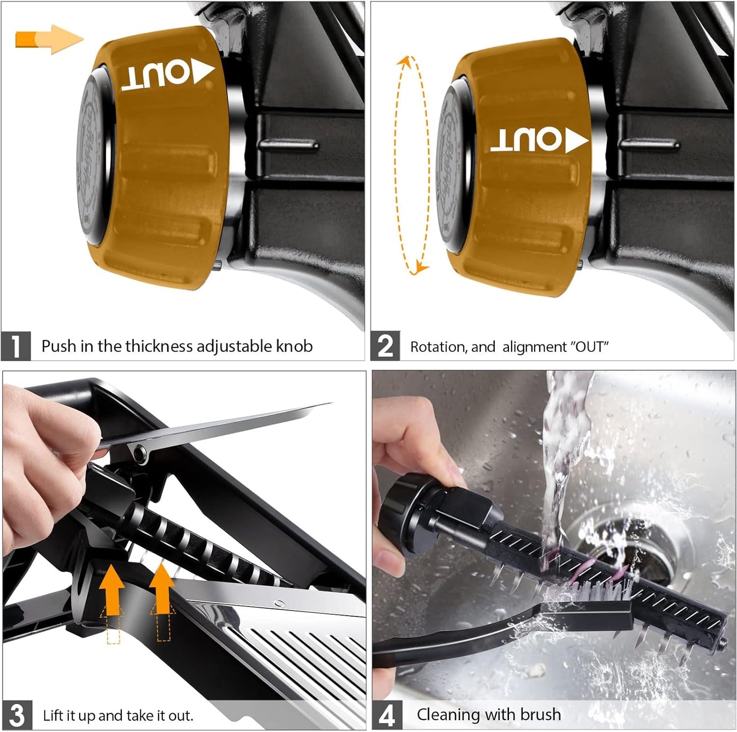 MASTERTOP Mandoline Slicer for Kitchen Adjustable Stainless Steel Food Slicer Vegetable Chopper Onion Waffle French Fry Cutter Potato Chip Julienne Slicer with Safety Gloves