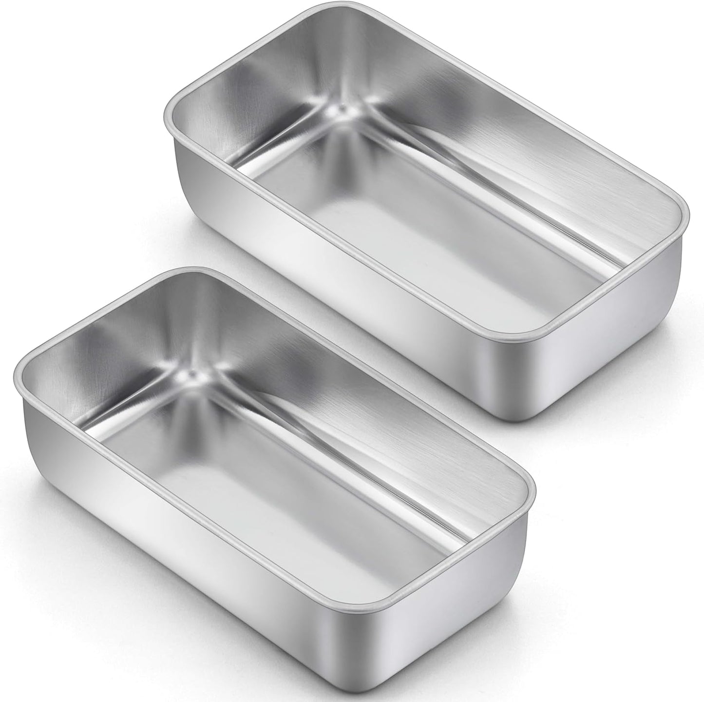 LIANYU 2 Pack Bread Loaf Pans for Baking Bread, 9x5Inch Stainless Steel Meatloaf Baking Pan, Loaf Tin for Homemade Banana Brownies and Pound Cakes, Dishwasher Safe