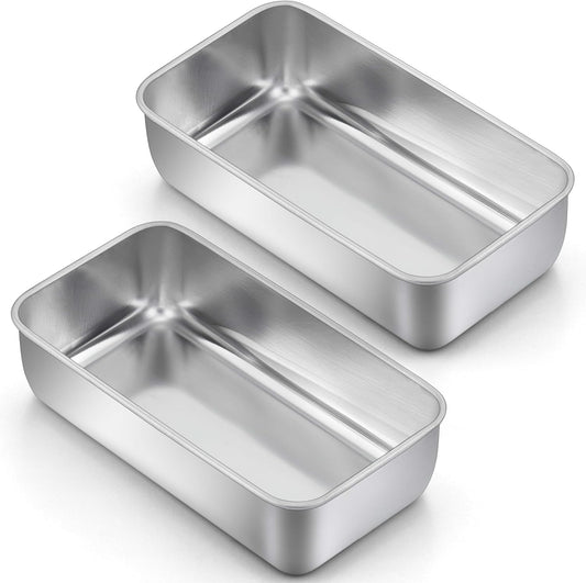 LIANYU 2 Pack Bread Loaf Pans for Baking Bread, 9x5Inch Stainless Steel Meatloaf Baking Pan, Loaf Tin for Homemade Banana Brownies and Pound Cakes, Dishwasher Safe