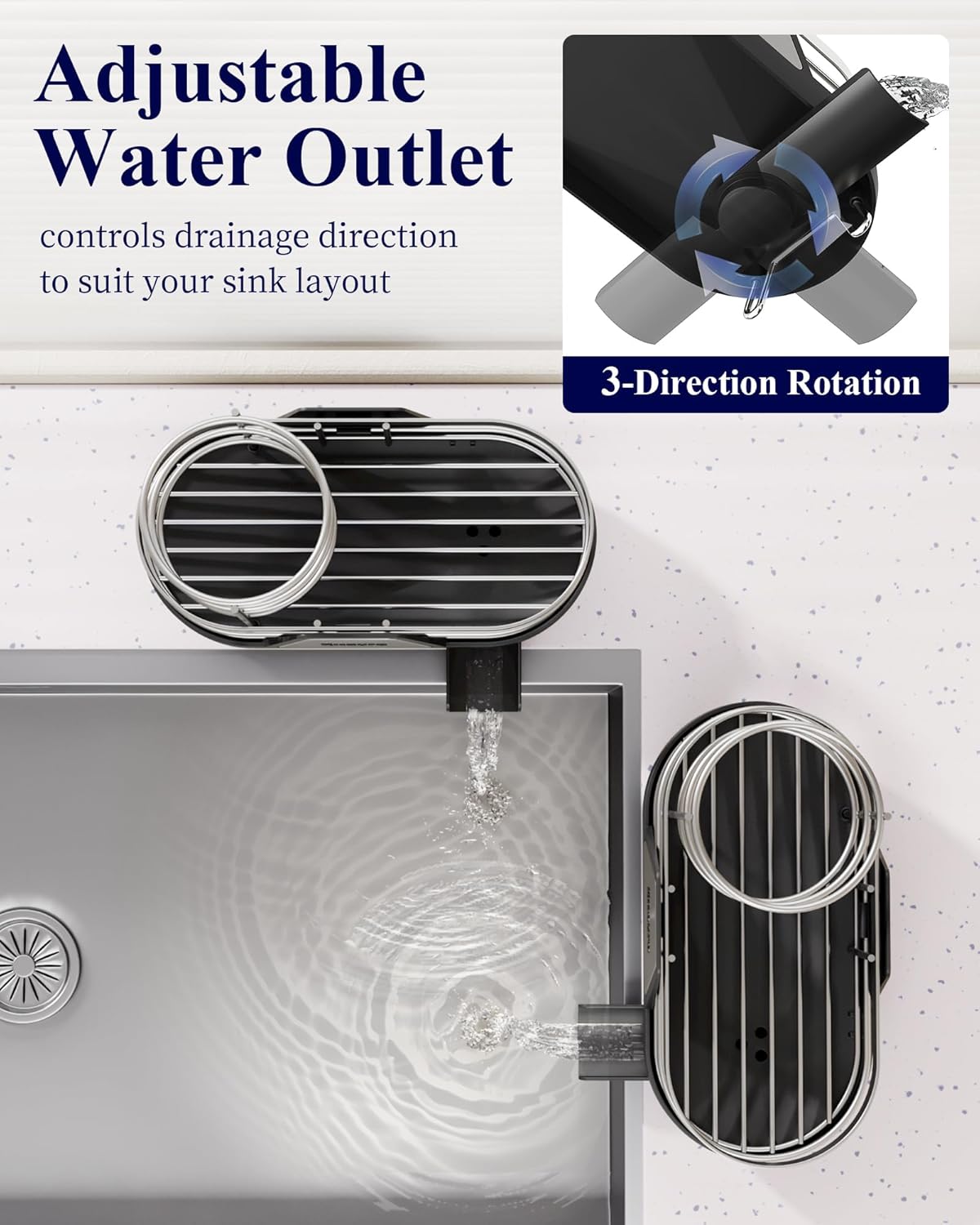 Kitsure Sponge Holder for Kitchen Sink - Space-Saving Kitchen Sink Caddy, Rustproof Metal Organizer with Removable Brush Holder, 7.9"×3.9"×5.3", Black