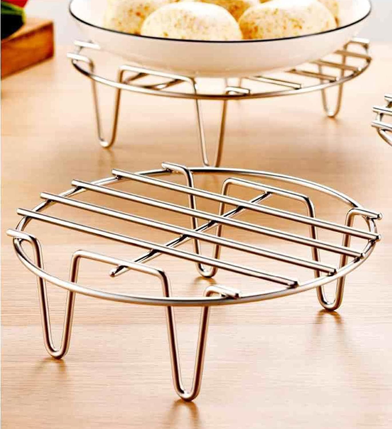 11" Round Cooking Rack Versatile Stainless Steel Grid Grill Steamer Rack, Fits Air Fryer Pot Pressure Cooker Canning