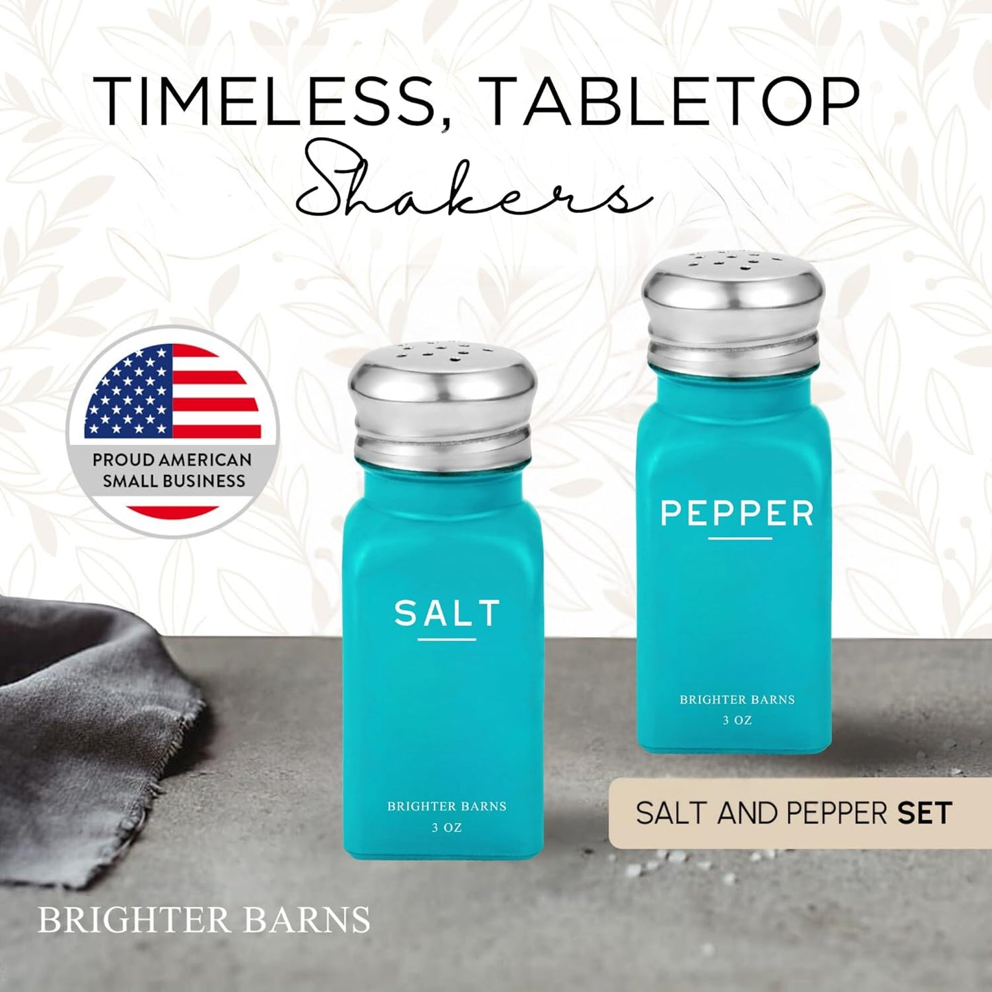 Teal Salt and Pepper Shakers Set by Brighter Barns - Turquoise Kitchen Decor, Teal Kitchen Accessories, Teal Decor, Teal Kitchen Decor - Modern Farmhouse Kitchen Counter Decor for Home, Airbnb (Teal)